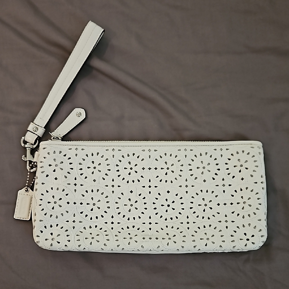 Coach White Wristlet Clutch